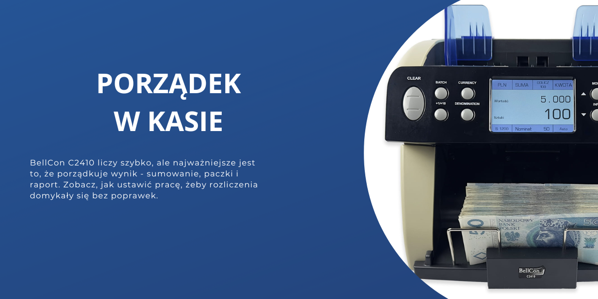 BellCon C2410 - liczarka banknotów, która liczy szybko i porządkuje rozliczenia