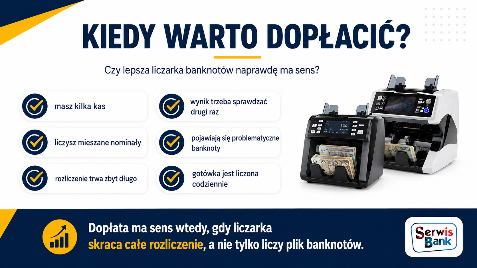 Mieszany utarg po zmianie a wybór liczarki do banknotów w sklepie lub punkcie usługowym