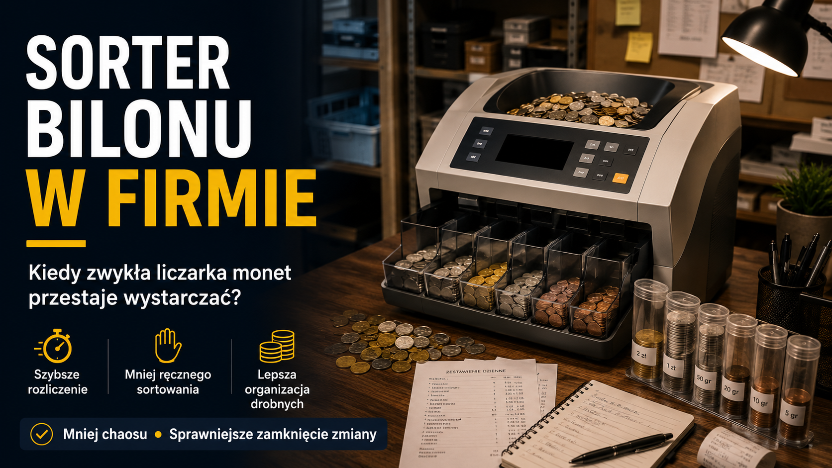 Sorter bilonu w firmie - kiedy zwykła liczarka monet przestaje wystarczać?