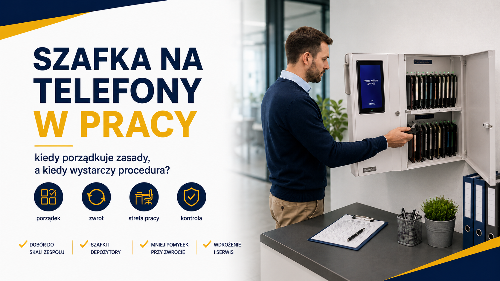 Szafka na telefony w pracy - kiedy porządkuje zasady, a kiedy wystarczy prosta procedura?