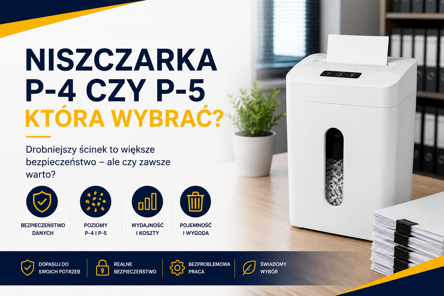 Niszczarka P-4 czy P-5 - kiedy drobniejszy ścinek rzeczywiście zwiększa bezpieczeństwo?