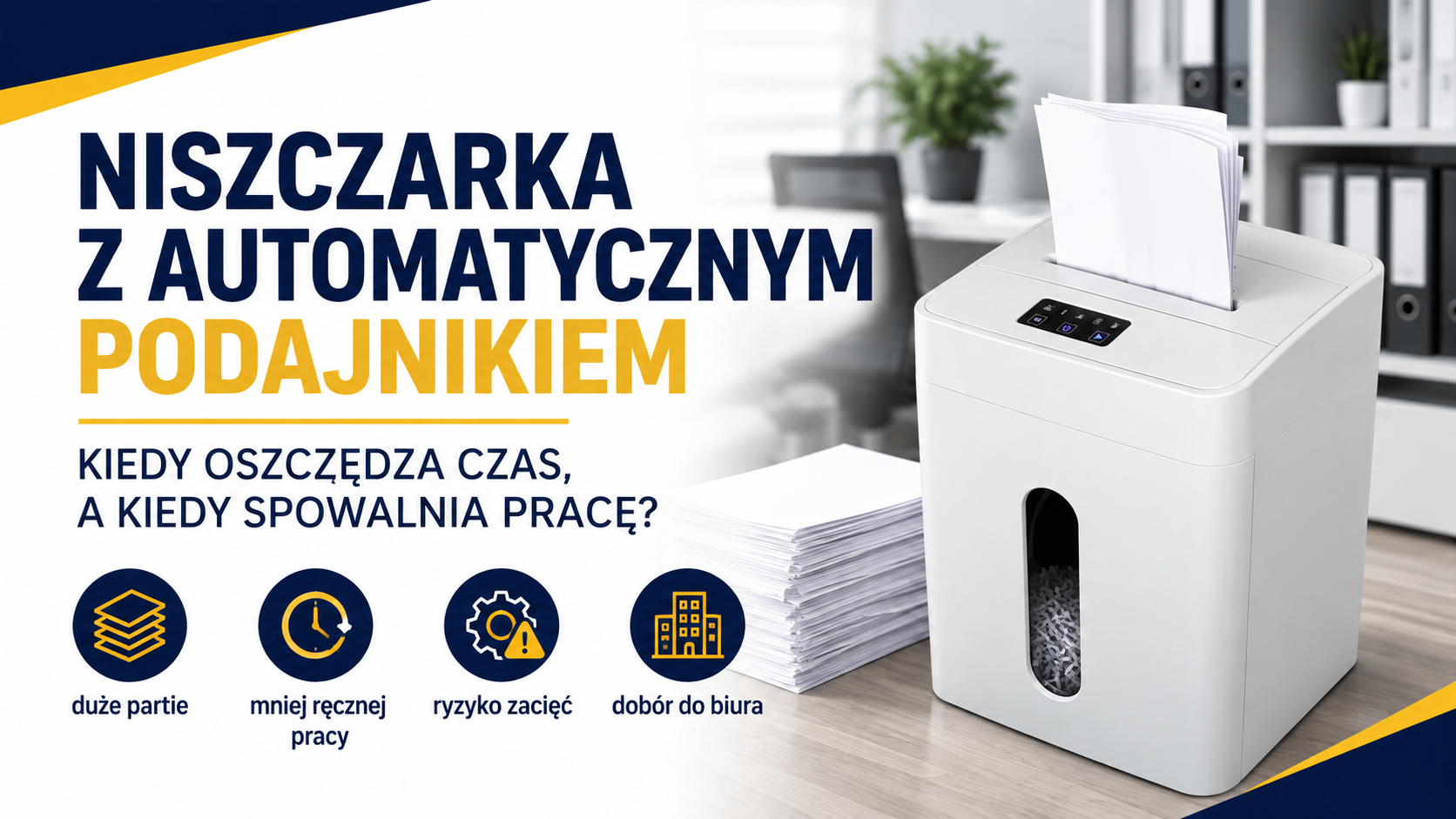 Niszczarka z automatycznym podajnikiem papieru - kiedy oszczędza czas, a kiedy spowalnia pracę?