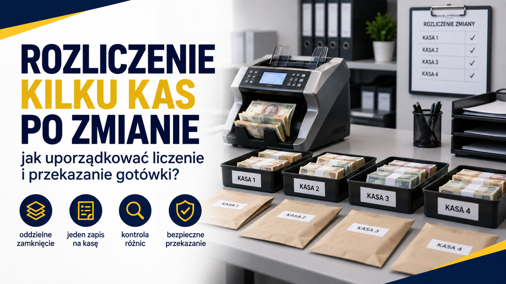 Rozliczenie kilku kas po zmianie - jak ułożyć przepływ gotówki, żeby wynik dało się odtworzyć?